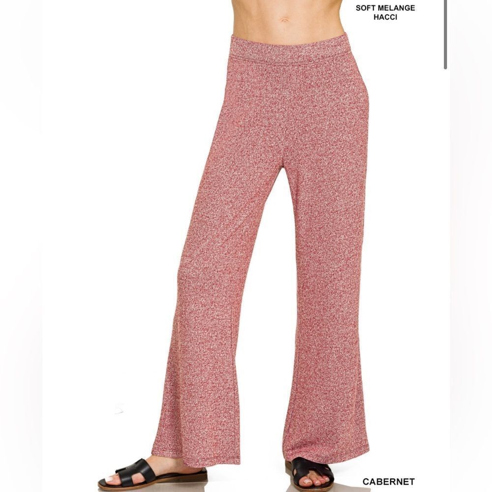 #HP-2364Y SOFT ELASTICβWAISTED FLARE PANTS Cabernet